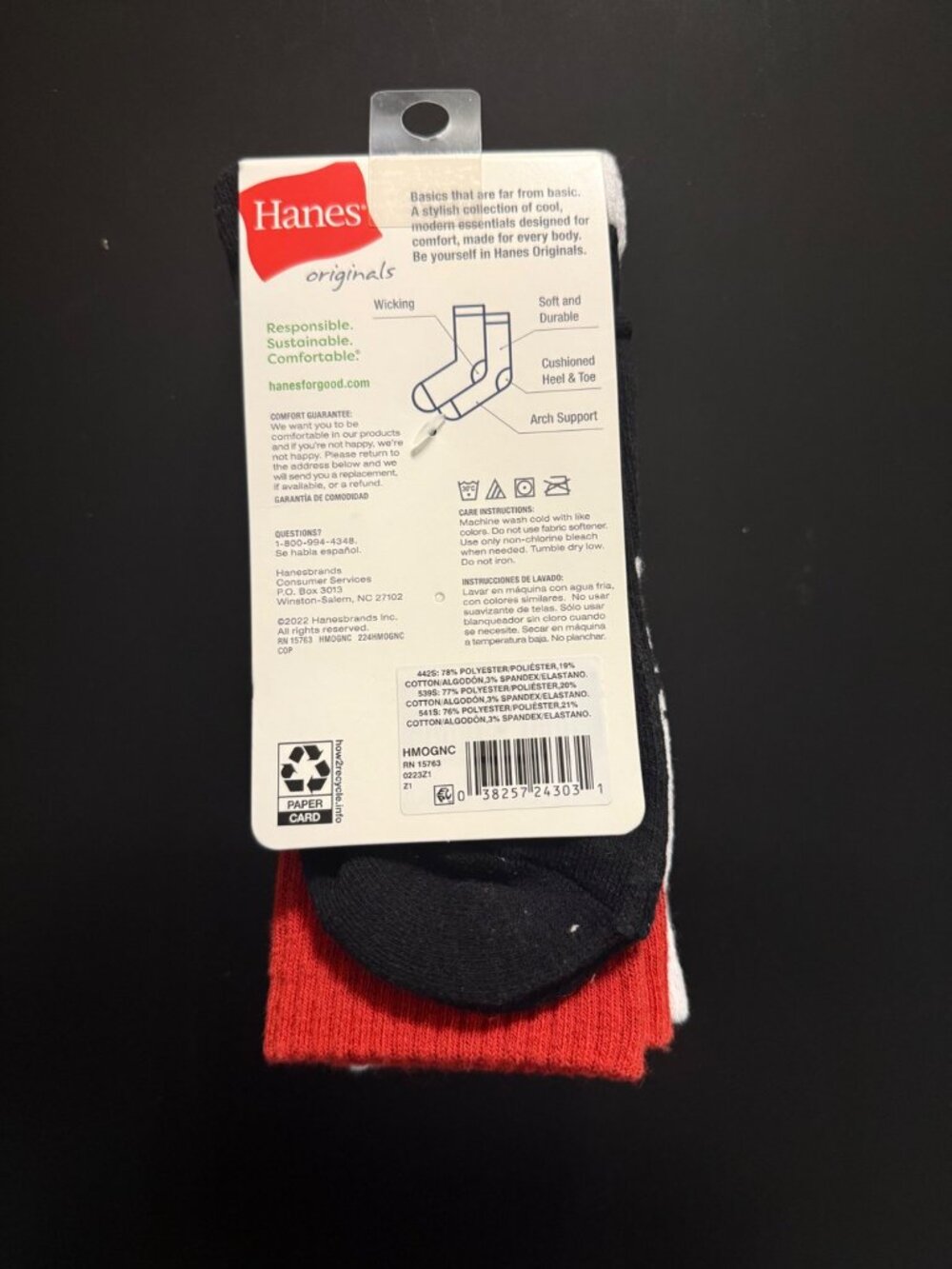 Hanes Men's 4-pk Limited Edition Crew Socks Size 6-12 - Picture 3 of 3